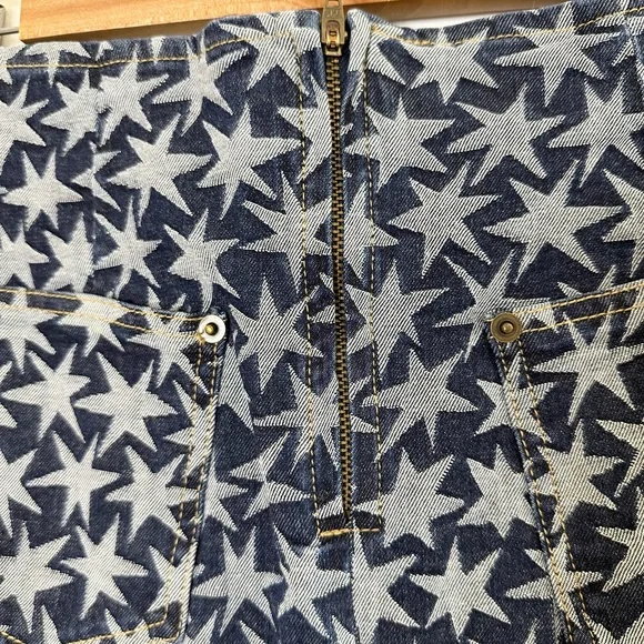 Gorman Vintage Blue Denim Stars Mini Skirt Sz 10 Summer 2014 - Picture 4 of 5
